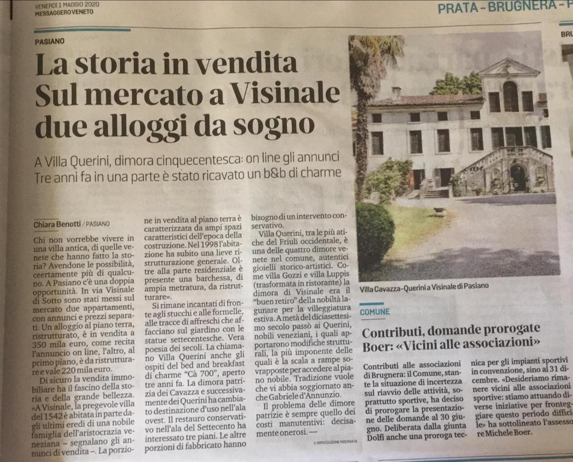 Ca' Settecento "Villa Cavazza Querini" Pasiano Di Pordenone Extérieur photo